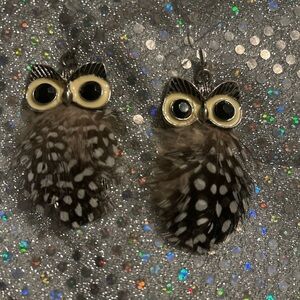 WhimsicalCute  Owl Feather Earrings(O12) Cutest lil fellas I’ve ever seen!